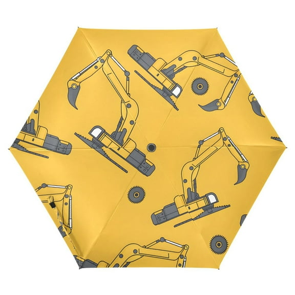 ALAZA Excavator Cartoon Truck UPF 50+ Compact Folding Umbrella for Rain Travel Umbrella Packable