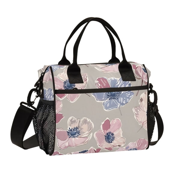 ALAZA Exotic Anemone Flower Insulated Lunch Bag Reusable Tote Box Adjustable Shoulder Strap for Work Picnic