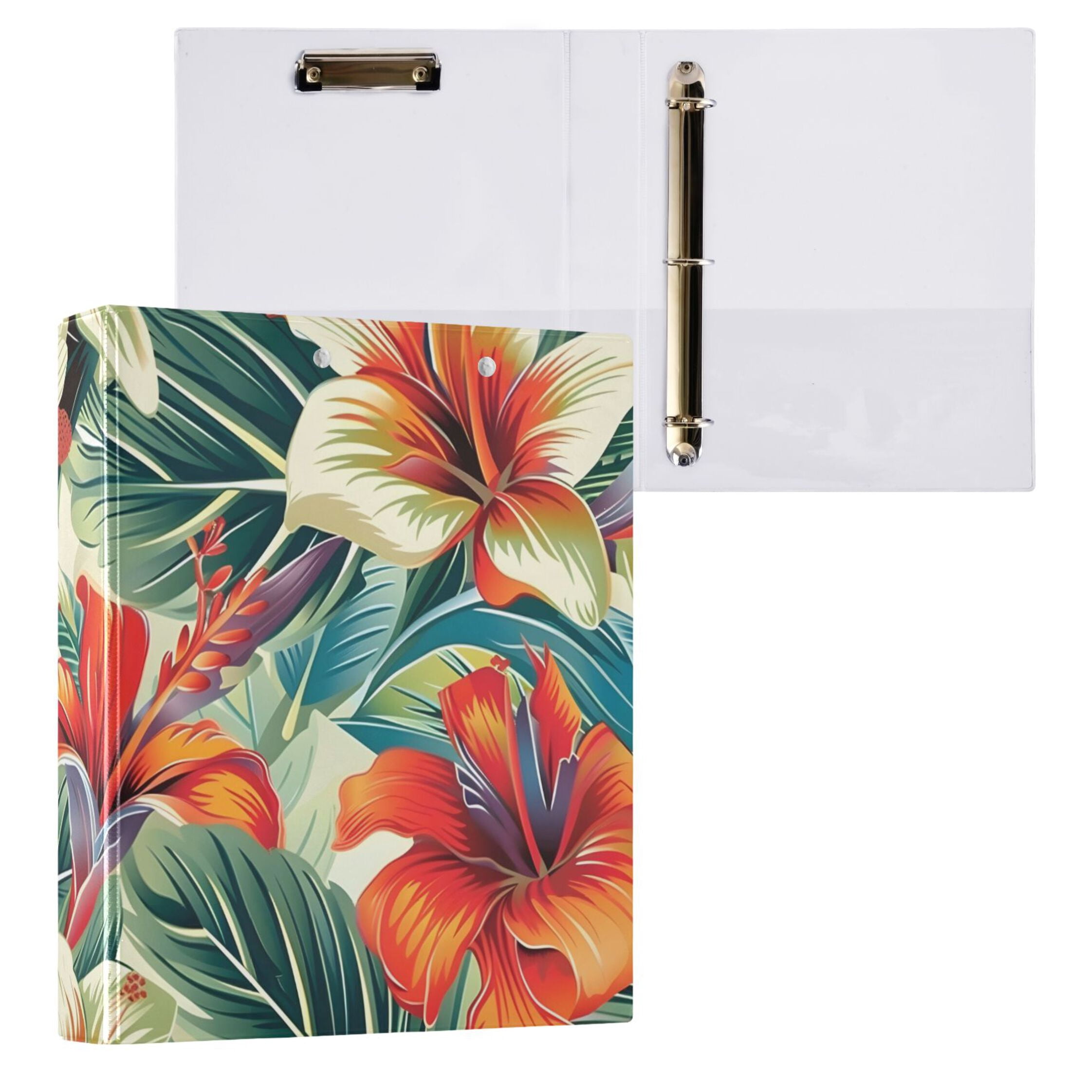 ALAZA Exotic Elegant Flowers Hardcover 3 Ring Binder 1.5" Round Rings ...