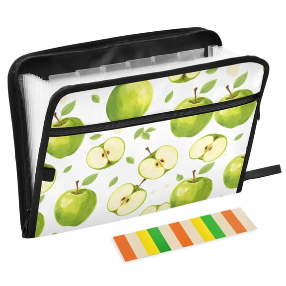 ALAZA Expanding File Folder 13 Pockets Accordion Document Organizer with Zipper A4 Letter Size, Apples