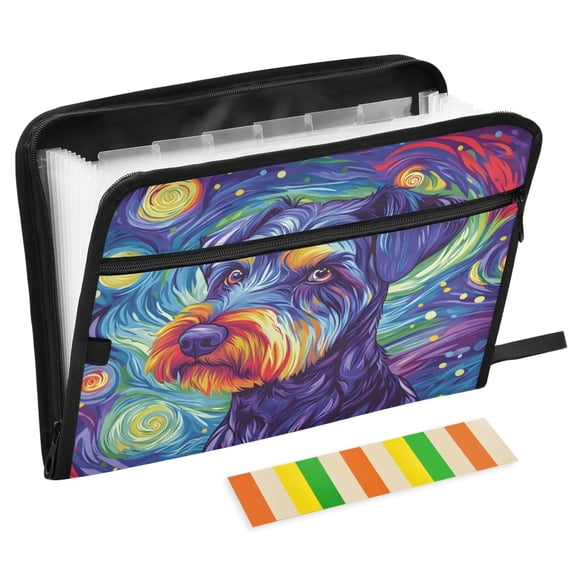 ALAZA Expanding File Folder 13 Pockets Accordion Document Organizer with Zipper A4 Letter Size, Art Dog Oil Paint