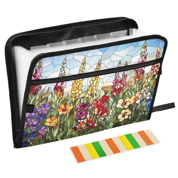 ALAZA Expanding File Folder 13 Pockets Accordion Document Organizer with Zipper A4 Letter Size, Art Marble Flowers