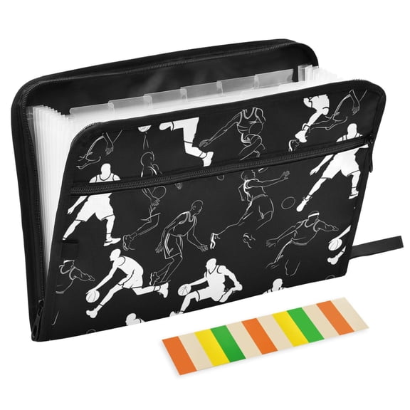 ALAZA Expanding File Folder 13 Pockets Accordion Document Organizer with Zipper A4 Letter Size, Basketball Players