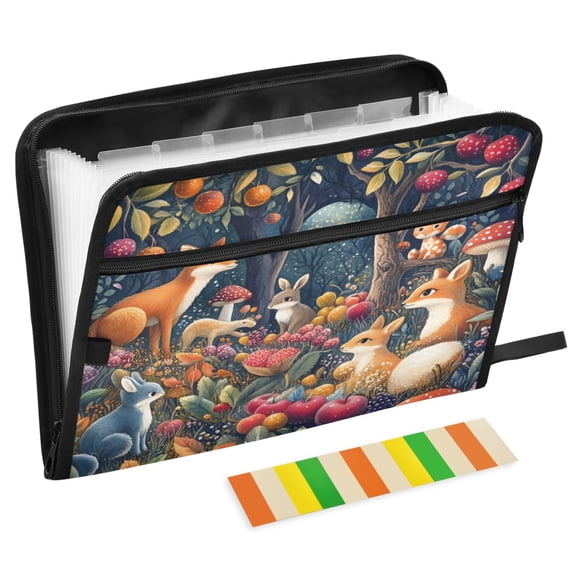 ALAZA Expanding File Folder 13 Pockets Accordion Document Organizer with Zipper A4 Letter Size, Cartoon Fox