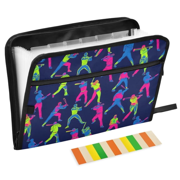 ALAZA Expanding File Folder 13 Pockets Accordion Document Organizer with Zipper A4 Letter Size, Cool Baseball Players