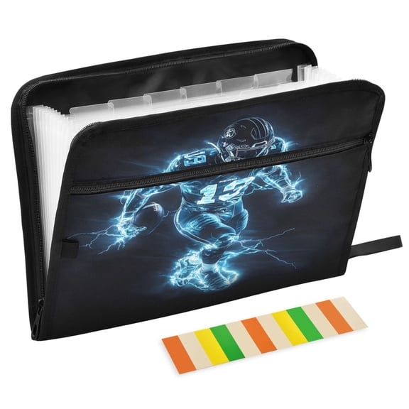 ALAZA Expanding File Folder 13 Pockets Accordion Document Organizer with Zipper A4 Letter Size, Cool Football Player