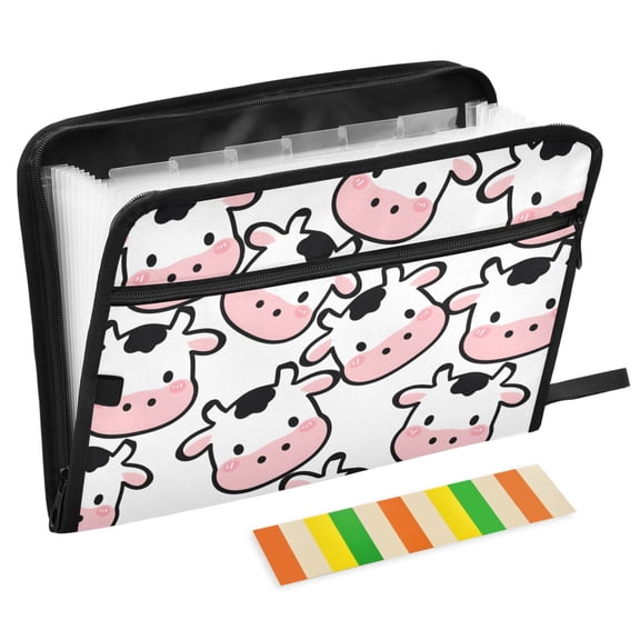 ALAZA Expanding File Folder 13 Pockets Accordion Document Organizer with Zipper A4 Letter Size, Cow Heart Pattern