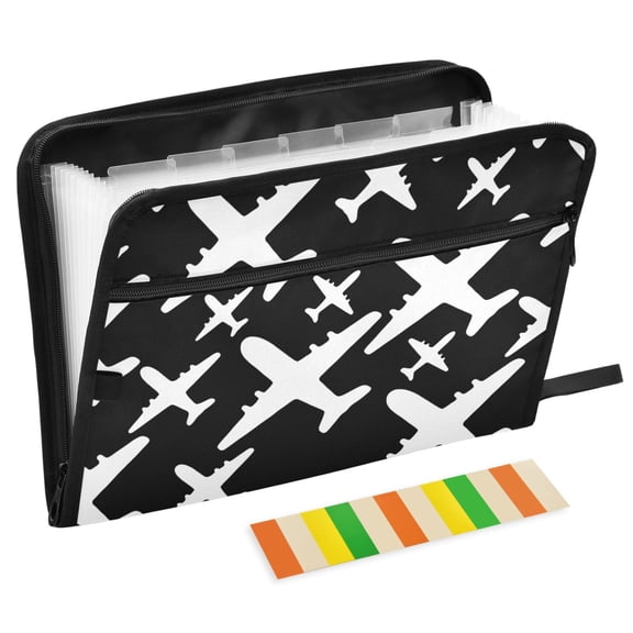 ALAZA Expanding File Folder 13 Pockets Accordion Document Organizer with Zipper A4 Letter Size, Cute Airplane Pattern