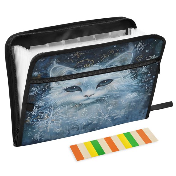 ALAZA Expanding File Folder 13 Pockets Accordion Document Organizer with Zipper A4 Letter Size, Dream Art Cat