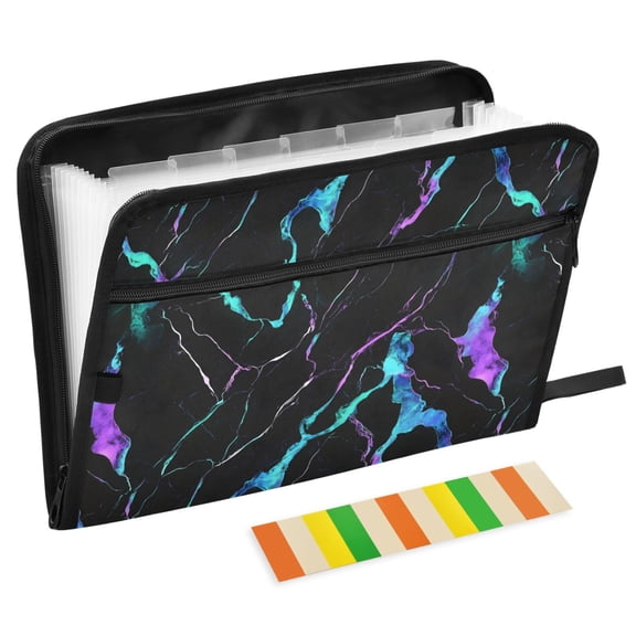 ALAZA Expanding File Folder 13 Pockets Accordion Document Organizer with Zipper A4 Letter Size, Marble Texture-m1