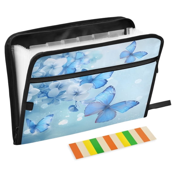 ALAZA Expanding File Folder 13 Pockets Accordion Document Organizer with Zipper A4 Letter Size, Spring Butterfly Flower