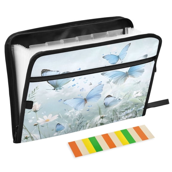 ALAZA Expanding File Folder 13 Pockets Accordion Document Organizer with Zipper A4 Letter Size, Spring Butterfly