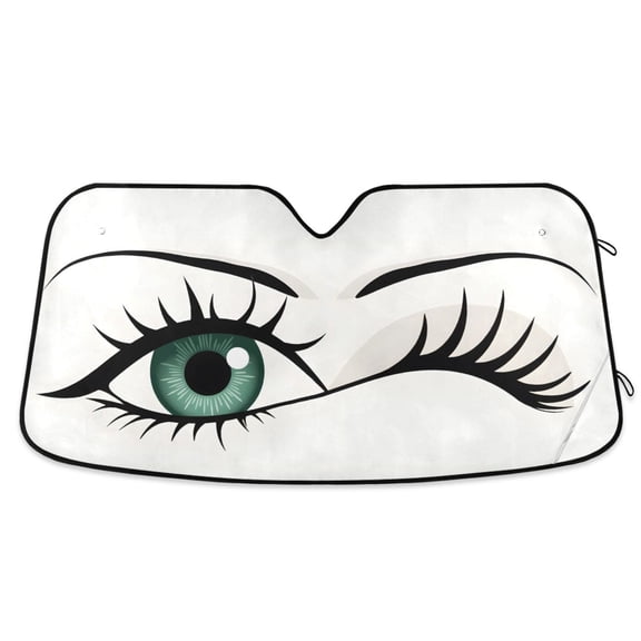 ALAZA Eye White Pattern Car Windshield Sun Shade Foldable UV Ray Sunshade Visor Protector 55 x 27.6in