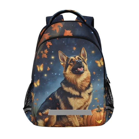 ALAZA Fall Leaves Dog and Pumpkin Backpack Elementary School Bag Bookbag Travel Rucksack