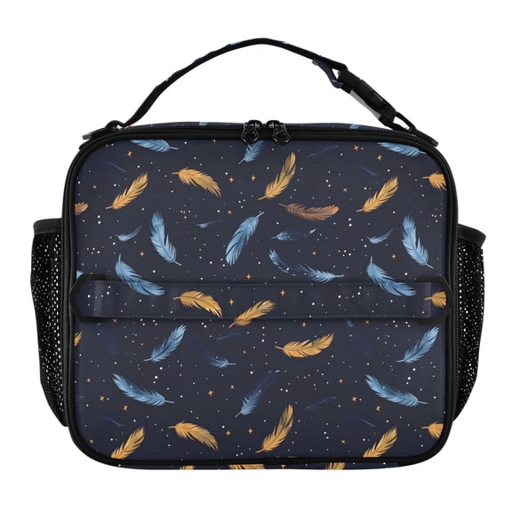 ALAZA Falling Feathers Lunch Box Insulated Lunch Bag Cooler Tote with Shoulder Strap