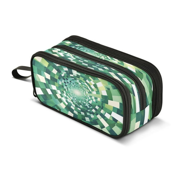 ALAZA Falling Sensation Geometric Pencil Case Bag 3 Compartment Pen Pouch Large Storage Holder Box Organizer