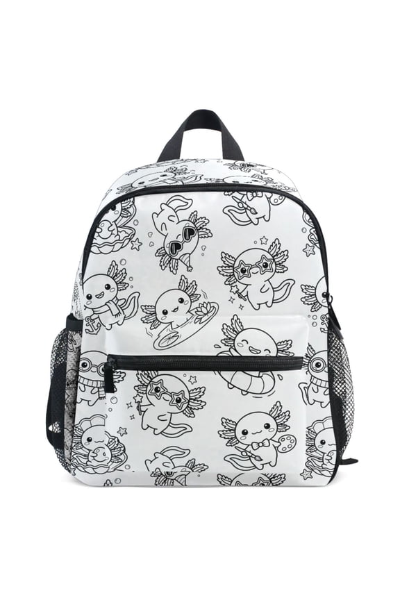 Fantasy Axolotl Pattern School Backpack Student Bookbag Mini Bag