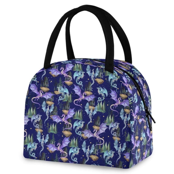 ALAZA Fantasy Dragons Insulated Lunch Box Reusable Cooler Tote Bag Work Office Picnic