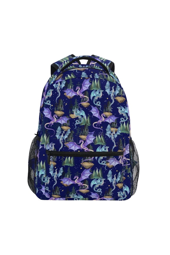 Fantasy Dragons Pattern School Backpack Elementary Bookbag Laptop Bags Travel Daypack
