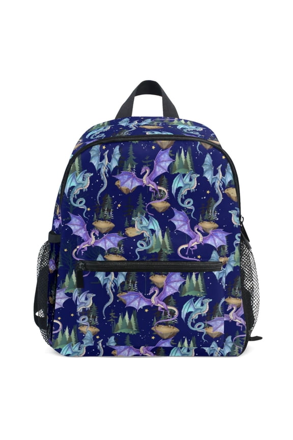 Fantasy Dragons Pattern School Backpack Student Bookbag Mini Bag