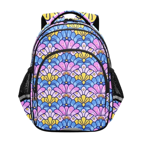 ALAZA Fantasy Mermaid Scale Floral School Backpack Elementary Bag Bookbag Travel Rucksack