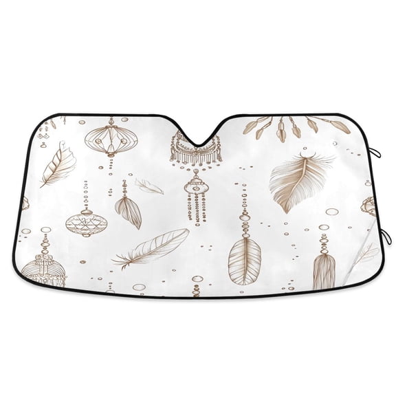 ALAZA Feather Mandala Windshield Sun Shade Car Foldable Sun Visor Block UV Rays Protector 53"x23.5"