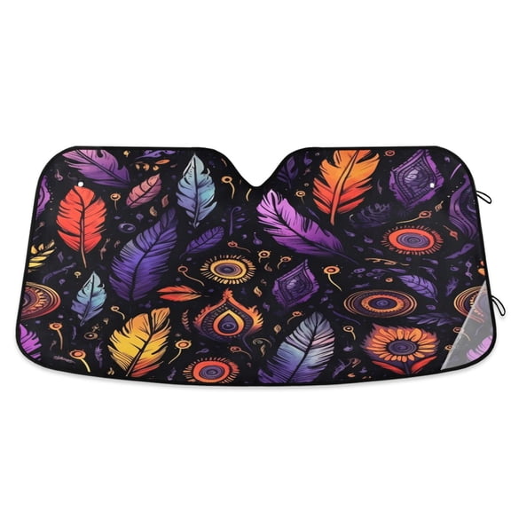 ALAZA Feathers Bohomia Windshield Sun Shade Car Foldable Visor Block UV Rays Protector 53"x23.5"