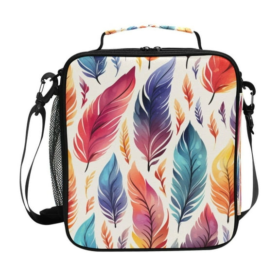 ALAZA Feathers Lunch Box Insulated Lunch Bag Reusable Thermal Cooler Tote School Picnic