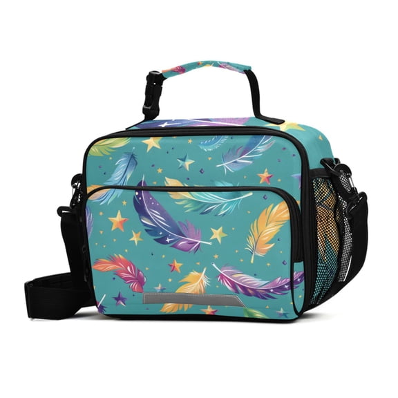 ALAZA Feathers Stars Lunch Box Insulated Cooler Bag Reusable Tote Bags Shoulder Strap