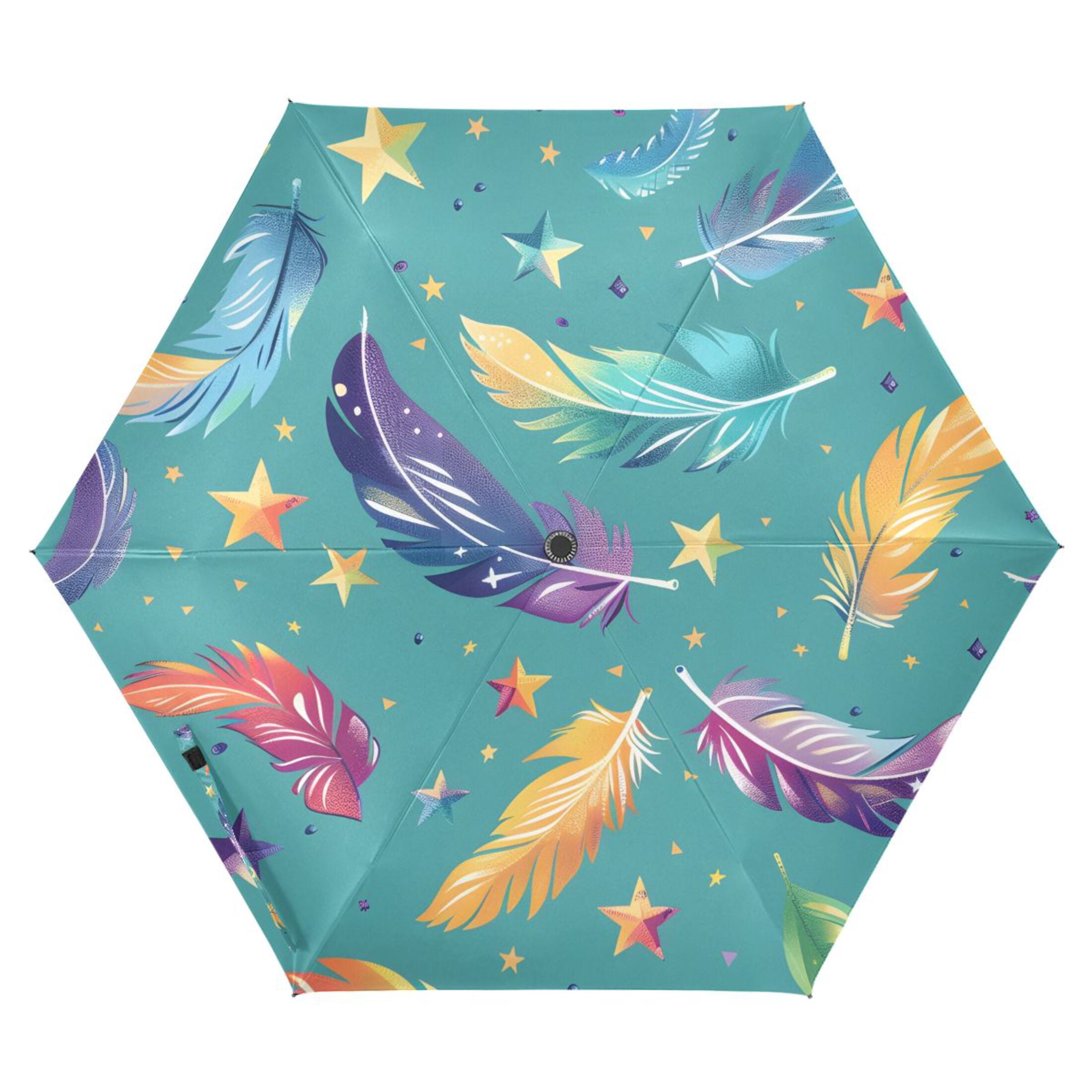 ALAZA Feathers Stars UPF 50+ Compact Folding Umbrella for Rain Travel Umbrella Packable