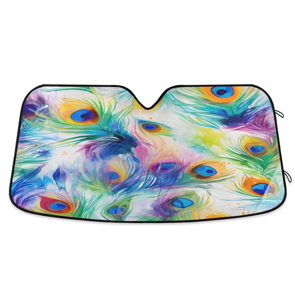 ALAZA Feathers Windshield Sun Shade Car Foldable Visor Block UV Rays Protector 53"x23.5"