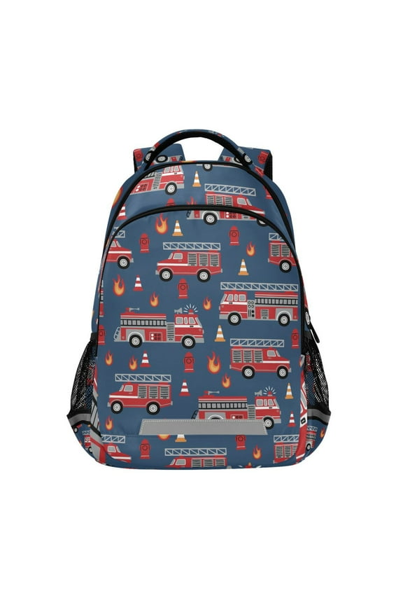 Fire Trucks Backpack Elementary School Bag Bookbag Travel Rucksack