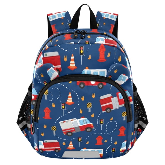 ALAZA Fire Trucks Cartoon Mini Backpack School Bookbag Age 3-7 Medium