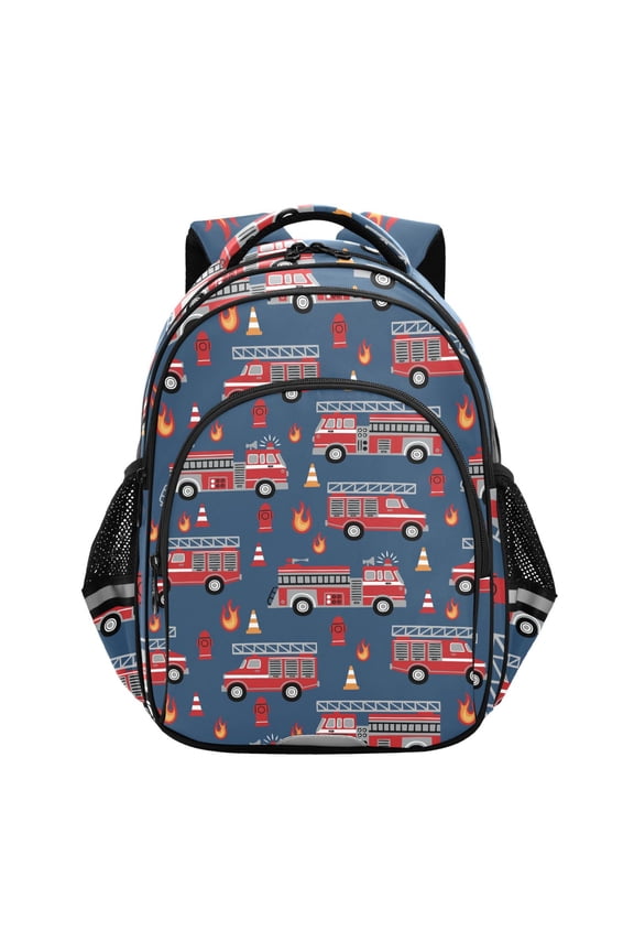 Fire Trucks School Backpack Elementary Bag Bookbag Travel Rucksack