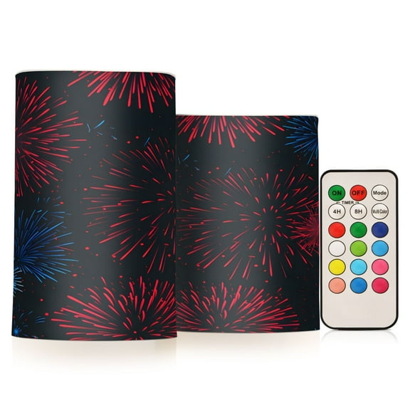 ALAZA Fireworks Paint 2 PCs LED Flickering Flameless Candles with Remote Timer Battery Operated Candle