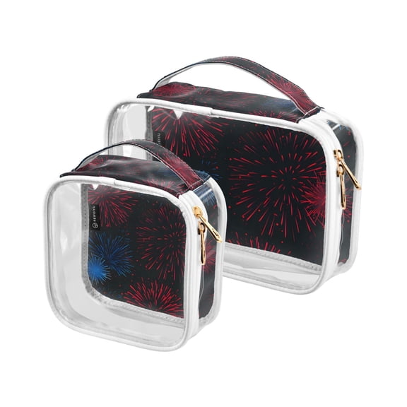 ALAZA Fireworks Paint Clear Cosmetic Bag Makeup Bags 2 PCs Toiletry Case Waterproof Travel Organizer