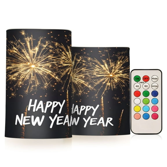 ALAZA Fireworks in New Year 2 PCs LED Flickering Flameless Candles with Remote Timer Battery Operated Candle
