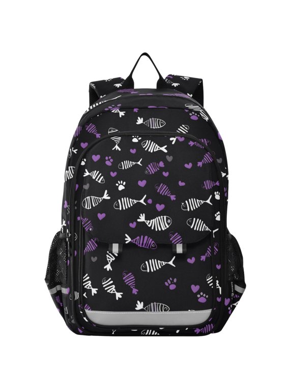 Fish Bone Hearts Laptop Backpack Purse Travel Bag Casual School Bookbag Rucksack for Women Men