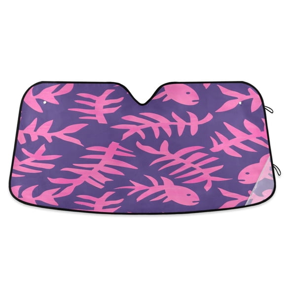 ALAZA Fish Bone Windshield Sun Shade Car Foldable Visor Block UV Rays Protector 55"x27.6"