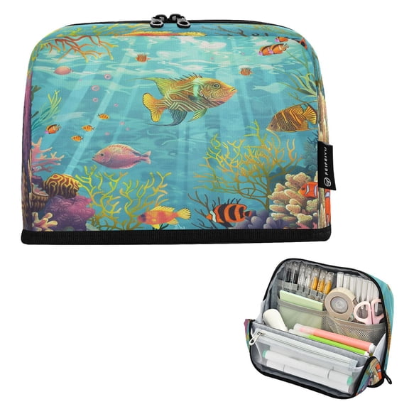 ALAZA Fish Ocean View Pattern Pencil Case Pen Pouch Bag Large Capacity Organizer