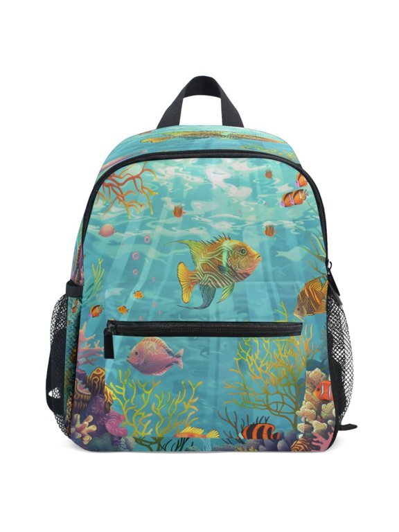 Fish Ocean View Pattern Kids Backpack for Preschool Kindergarten Toddler Bags