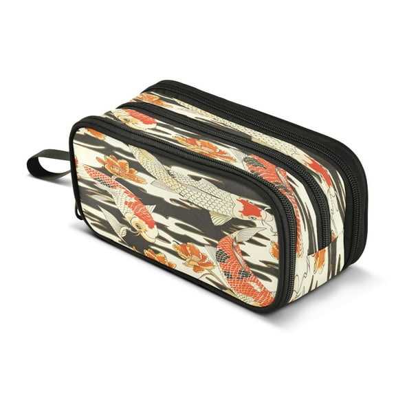 ALAZA Fish Pencil Case Bag 3 Compartment Pen Pouch Large Storage Holder Box Organizer