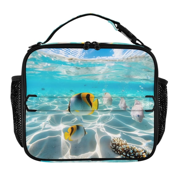 ALAZA Fish Undersea View Lunch Box Insulated Lunch Bag Cooler Tote with Shoulder Strap