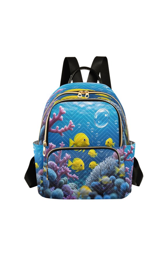 Fish in Ocean Womens Travel Laptop Backpack Large Daypack Ladies Shoulder Bags S