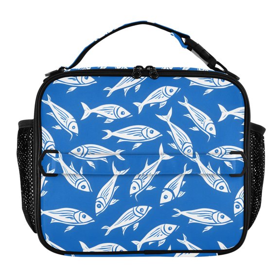 ALAZA Fishes Lunch Box Insulated Lunch Bag Cooler Tote with Shoulder Strap