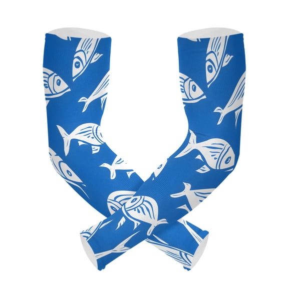 ALAZA Fishes UV Sun Protection Arm Sleeves UPF 50+ Compression Cooling Sleeve 1 Pair