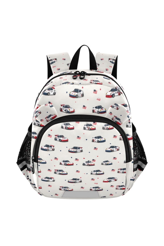 Flag Racing Car Mini Backpack School Bookbag Age 3-7 Medium