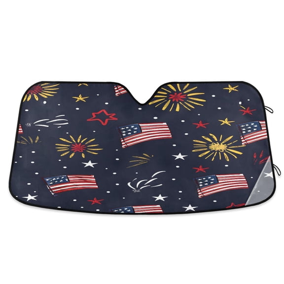 ALAZA Flags Star Windshield Sun Shade Car Foldable Visor Block UV Rays Protector 53"x23.5"