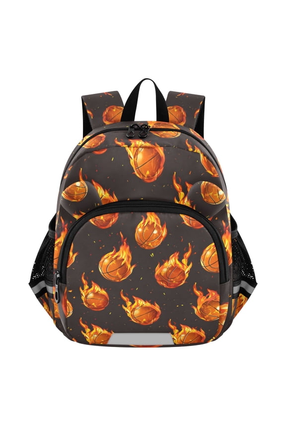 Flaming Basketballs Mini Backpack School Bookbag Age 3-7 Medium
