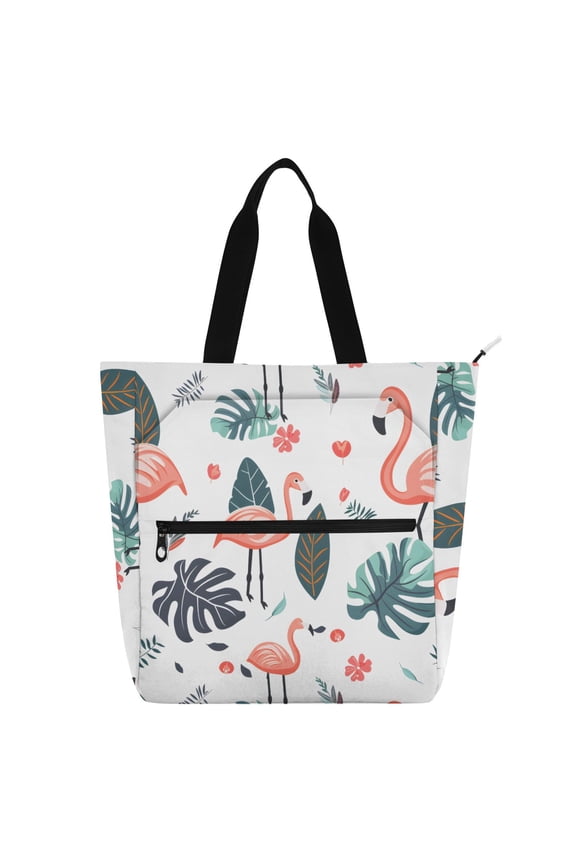 Flamingo Palm Leave School Book Bag Kids Tote Bags Handbag